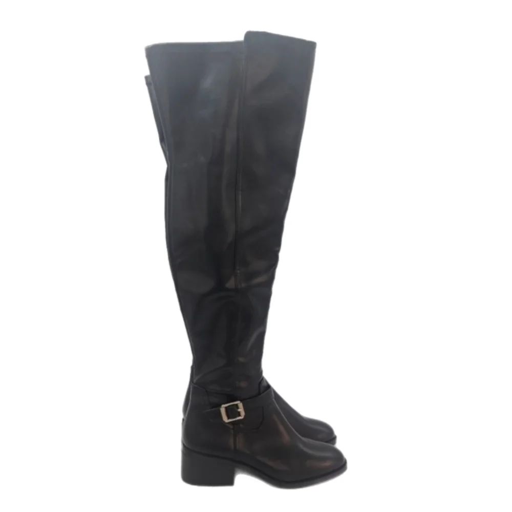 DV Dolce Vita Elyse Black Over The Knee Riding Boots Buckle Detail Women’s 7